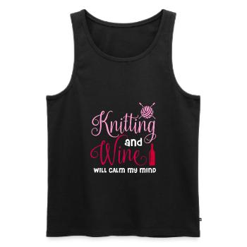 Knitting and Wine - Men's Premium Organic Tank Top - black - Front - Michal (187cm)