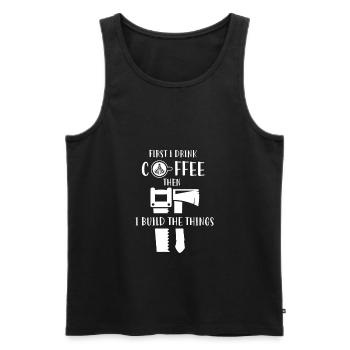 Café artisanal - Débardeur bio Premium Homme - noir - Devant - Michal (187cm)