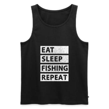 Manger dormir Pêche Répéter - Débardeur bio Premium Homme - noir - Devant - Michal (187cm)
