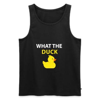 Funny Duck Gift What The Duck - Men's Premium Organic Tank Top - black - Front - Michal (187cm)