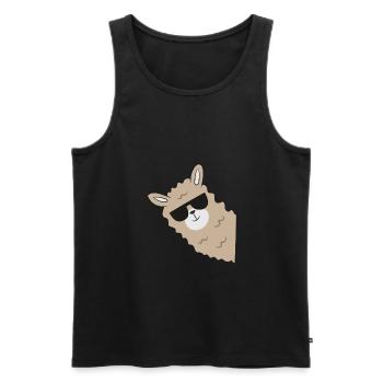 Lama avec lunettes de soleil Alpaga LLama - Débardeur bio Premium Homme - noir - Devant - AI Model Male 178 light (178cm)