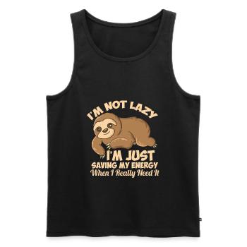 Lazy Sloth I'm Not Lazy Funny Sloth - Men's Premium Organic Tank Top - black - Front - AI Model Male 178 light (178cm)