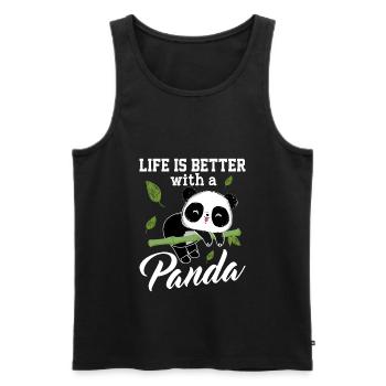 La vie Est Meilleure Avec un panda - Débardeur bio Premium Homme - noir - Devant - Michal (187cm)