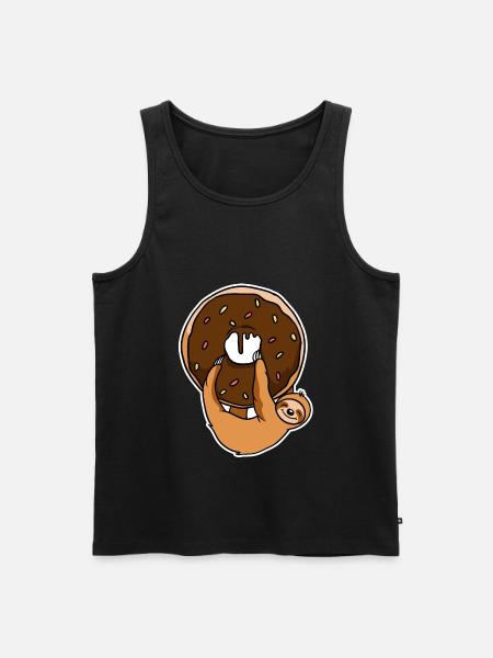 Faultier mit Donut - Männer Premium Bio Tank Top - Schwarz