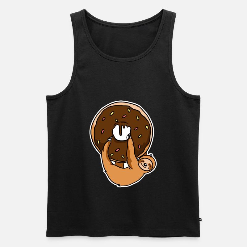 Faultier mit Donut - Männer Premium Bio Tank Top - Schwarz
