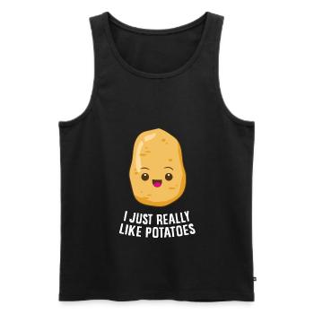I Just Really Like Potatoes T-Shirt - Men's Premium Organic Tank Top - black - Front - Michal (187cm)