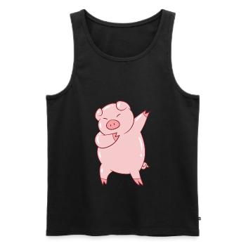 Dabbing Pig Dabbendes Porc ferme enfants - Débardeur bio Premium Homme - noir - Devant - AI Model Male 178 light (178cm)