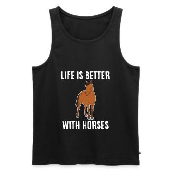 Life Is Better With Horses Horseback Riding - Men's Premium Organic Tank Top - black - Front - Michal (187cm)