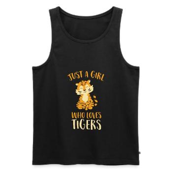 Tiger Mädchen Nur Ein Mädchen Das Tiger Liebt - Männer Premium Bio Tank Top - Schwarz - Vorne - Michal (187cm)