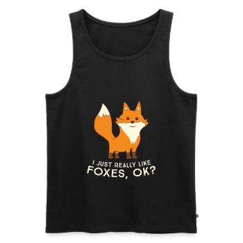 I Just Really Like Foxes, Okay Funny Fox - Men's Premium Organic Tank Top - black - Front - AI Model Male 178 light (178cm)