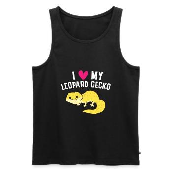 Ich liebe meinen Leoparden Gecko - Männer Premium Bio Tank Top - Schwarz - Vorne - AI Model Male 178 light (178cm)