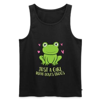 Une fille La grenouille aime la grenouille - Débardeur bio Premium Homme - noir - Devant - Michal (187cm)