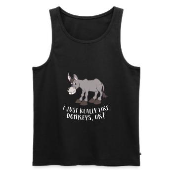Funny Donkey I Just Really Like Donkeys - Men's Premium Organic Tank Top - black - Front - Michal (187cm)