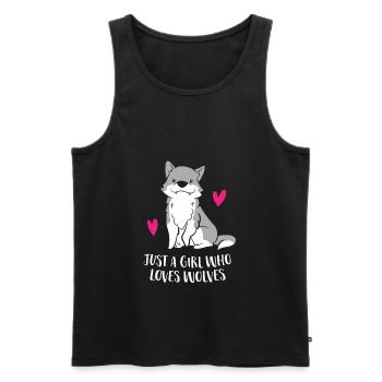 Juste une fille qui aime les loups - Débardeur bio Premium Homme - noir - Devant - AI Model Male 178 light (178cm)