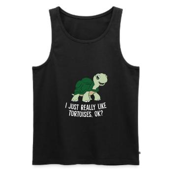 J’aime les tortues Tout simplement Ok - Débardeur bio Premium Homme - noir - Devant - Michal (187cm)