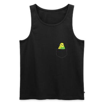 Drôle de perruche oiseau Dans sa poche - Débardeur bio Premium Homme - noir - Devant - Michal (187cm)