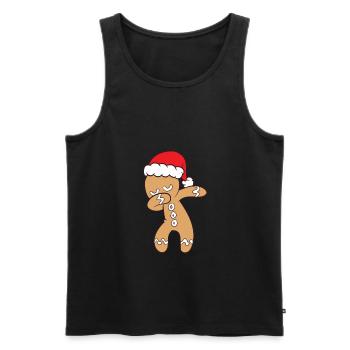 Lebkuchen mit Weihnachtsmütze Dabbender Lebkuchen - Männer Premium Bio Tank Top - Schwarz - Vorne - AI Model Male 178 light (178cm)