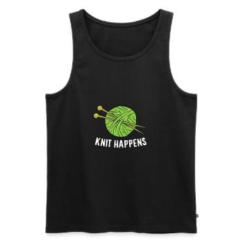 Knit Gift Funny Knit Happens Crocheting Knitting - Men's Premium Organic Tank Top - black - Front - AI Model Male 178 light (178cm)