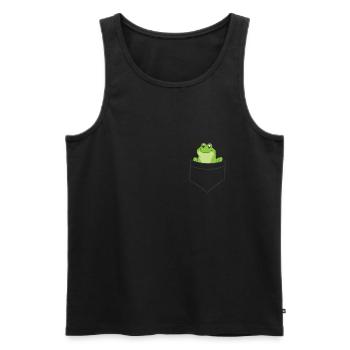 Grenouille dans la poche De l’amour grenouilles - Débardeur bio Premium Homme - noir - Devant - AI Model Male 178 light (178cm)