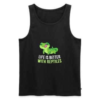 Life Is Better With Reptiles Cute Lizards Reptiles - Men's Premium Organic Tank Top - black - Front - Michal (187cm)