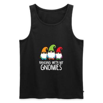 Hanging with my Gnomies Drôle de nain de jardin - Débardeur bio Premium Homme - noir - Devant - AI Model Male 178 light (178cm)