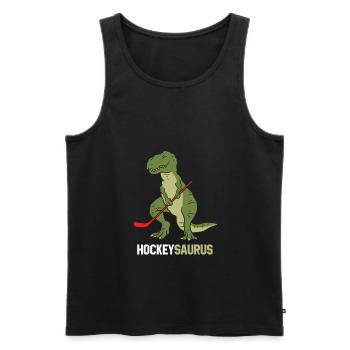 Cute Dinosaur Ice Hockey Dinosaur Hockeysaurus - Men's Premium Organic Tank Top - black - Front - Michal (187cm)