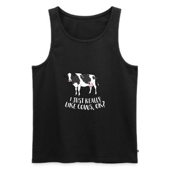 Cattle Cow Farmer Gift I Just Really Like Cows, - Men's Premium Organic Tank Top - black - Front - Michal (187cm)