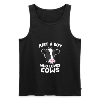 Funny Cow Farmer Son Just a Boy Who Loves Cows - Men's Premium Organic Tank Top - black - Front - Michal (187cm)