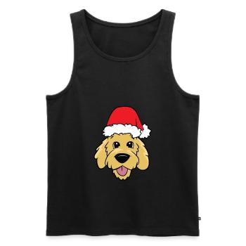 Goldendoodle mit Weihnachtsmütze Goldendoodle - Männer Premium Bio Tank Top - Schwarz - Vorne - Michal (187cm)