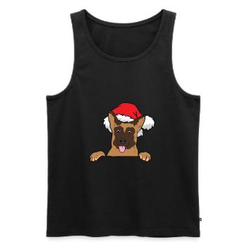 Berger allemand avec chapeau de Noël Noël - Débardeur bio Premium Homme - noir - Devant - Michal (187cm)