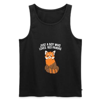 Just a Boy Who Loves Red Pandas - Men's Premium Organic Tank Top - black - Front - Michal (187cm)