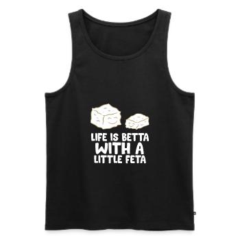 Feta Fromage Puissance La vie Meilleure - Débardeur bio Premium Homme - noir - Devant - AI Model Male 178 light (178cm)