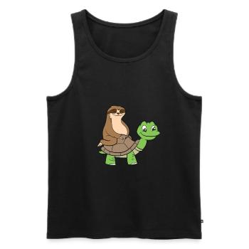 Sloth On Turtle Funny Sloth Rides Turtle Sloths - Men's Premium Organic Tank Top - black - Front - AI Model Male 178 light (178cm)