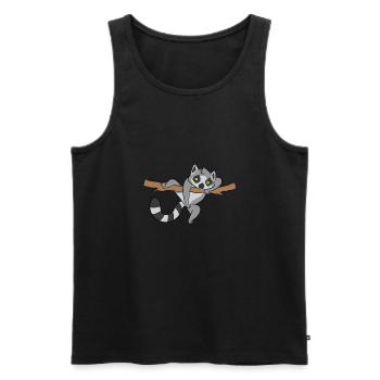 Doux lémurien bébé animal Lémur - Débardeur bio Premium Homme - noir - Devant - AI Model Male 178 light (178cm)