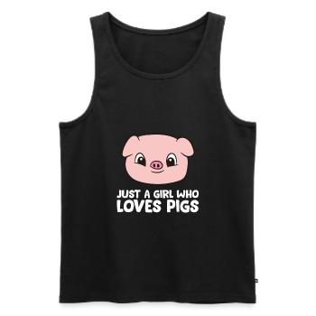 Pigs Farmer Girl Just a Girl Who Loves Pigs - Männer Premium Bio Tank Top - Schwarz - Vorne - Michal (187cm)