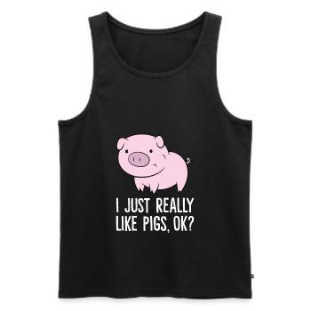 I Just Really Like Pigs, OK? Love Pigs - Männer Premium Bio Tank Top - Schwarz - Vorne - Michal (187cm)