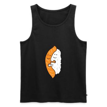 Sushi Hugging Salmon Cute Japanese Sushi - Débardeur bio Premium Homme - noir - Devant - Michal (187cm)
