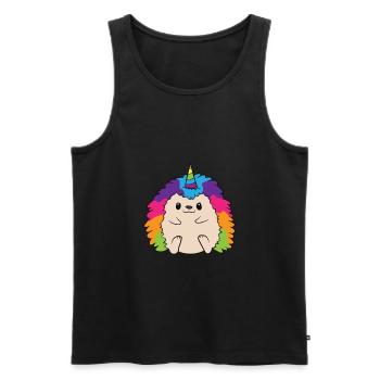 Hedgehog Unicorn Rainbow Hedgehog - Men's Premium Organic Tank Top - black - Front - AI Model Male 178 light (178cm)