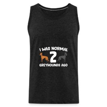 Funny Greyhound I Was Normal 2 Greyhounds Ago - Men's Premium Organic Tank Top - charcoal grey - Front - Alexander (188cm)
