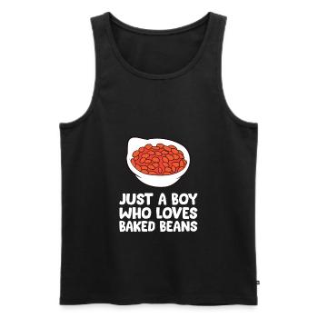 Baked Bean Boy juste un garçon qui a cuit des haricots au lard - Débardeur bio Premium Homme - noir - Devant - AI Model Male 178 light (178cm)