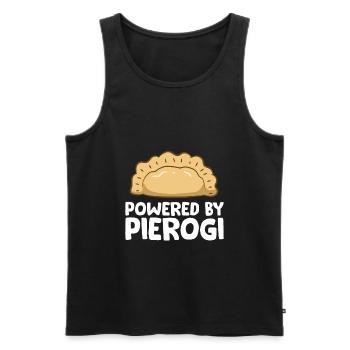 Powered By Pierogi Funny Pierogi - Men's Premium Organic Tank Top - black - Front - AI Model Male 178 light (178cm)