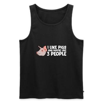 J’aime les cochons et peut-être comme 3 personnes - Débardeur bio Premium Homme - noir - Devant - Michal (187cm)