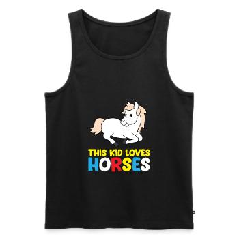 Drôles d’amoureux des chevaux Cet enfant aime les chevaux - Débardeur bio Premium Homme - noir - Devant - Michal (187cm)