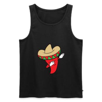 Chili Dabbing Lustiges Chili - Männer Premium Bio Tank Top - Schwarz - Vorne - AI Model Male 178 light (178cm)
