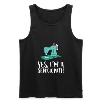 Ja, ich bin ein Sewciopath Lustig nähen - Männer Premium Bio Tank Top - Schwarz - Vorne - Michal (187cm)