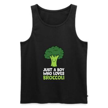 Cute Broccoli Just a Boy Who Loves Broccoli - Men's Premium Organic Tank Top - black - Front - AI Model Male 178 light (178cm)