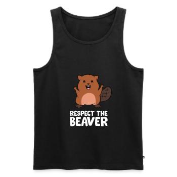 Respektieren Sie den Biber Lustiger Biber - Männer Premium Bio Tank Top - Schwarz - Vorne - AI Model Male 178 light (178cm)