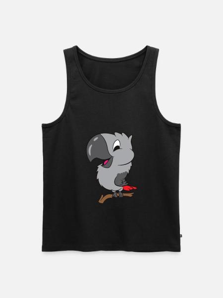 African Grey Parrot On Branch - Men's Premium Organic Tank Top - black