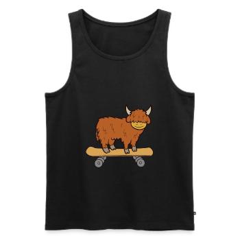 Skateboard Highland Cow Amour Highland Cows - Débardeur bio Premium Homme - noir - Devant - AI Model Male 178 light (178cm)