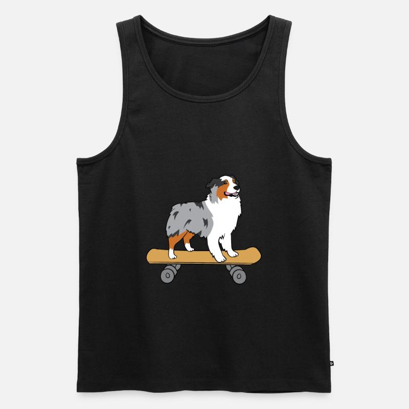 Aussie Skateboard Liebe Australian Shepherds - Männer Premium Bio Tank Top - Schwarz